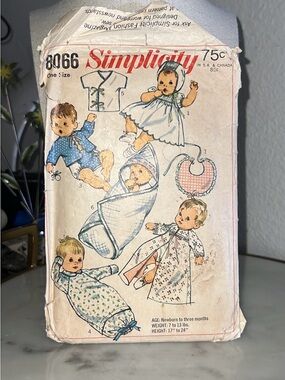 Simplicity pattern 8066 newborn layette dress vintage 1968